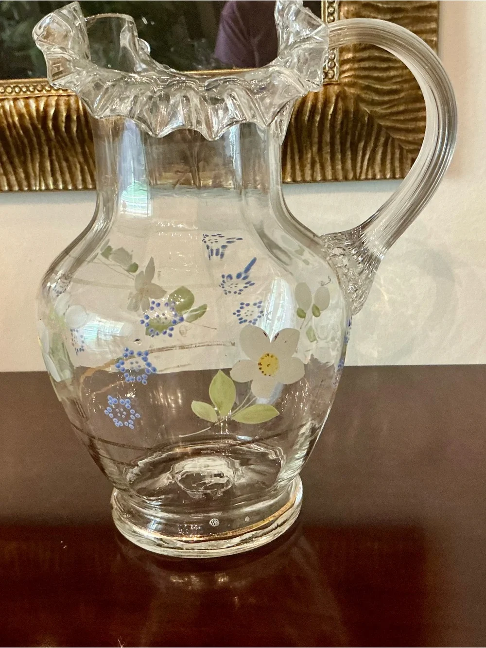 Antique Victorian Hand-blown Glass Pitcher